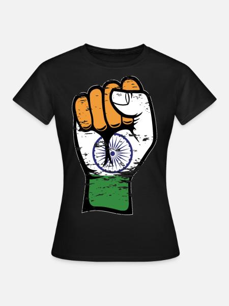 Indien Flagge Faust used - Frauen T-Shirt - Schwarz