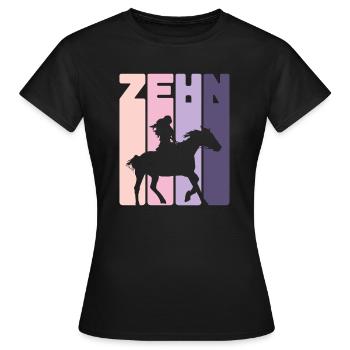 Kinder 10. Geburtstag Reiterin Pferde Fan 10 Jahre - Frauen T-Shirt - Schwarz - Vorne - AI Model Female 172 dark (172cm)