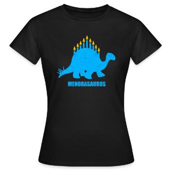 Menorasaurus Menorah Hanukkah Dinosaure Juif Channuk - T-shirt Femme - noir - Devant - AI Model Female 172 dark (172cm)