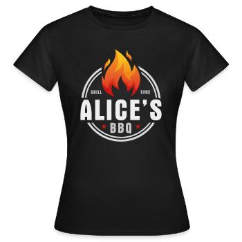 Alices BBQ - Frauen T-Shirt - Schwarz - Vorne - AI Model Female 172 dark (172cm)