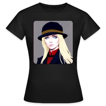 Blondes Girl im coolen Steampunk Style - Frauen T-Shirt - Schwarz - Vorne - AI Model Female 172 dark (172cm)