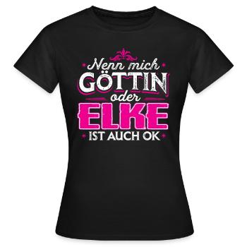 ELKE - Göttin - Frauen T-Shirt - Schwarz - Vorne - AI Model Female 172 dark (172cm)