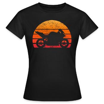 Motorrad Sportbike Retro 80er Vintage Geschenk - Frauen T-Shirt - Schwarz - Vorne - AI Model Female 172 dark (172cm)