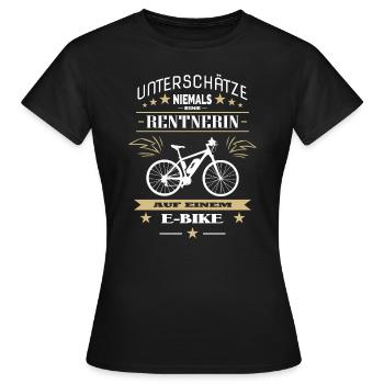 Ebike Rentnerin lustiger Fahrrad Rente Spruch - Frauen T-Shirt - Schwarz - Vorne - AI Model Female 172 dark (172cm)
