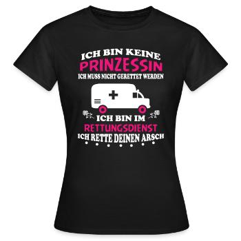 Rettungsdienst Prinzessin - Sanitäterin Notärztin - Frauen T-Shirt - Schwarz - Vorne - AI Model Female 172 dark (172cm)