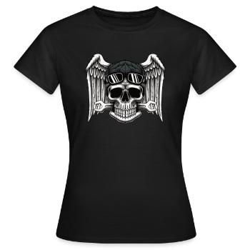 Skull Mechanics Biker's Design - Frauen T-Shirt - Schwarz - Vorne - AI Model Female 172 dark (172cm)