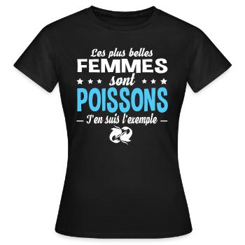 Poisson signe zodiaque anniversaire. Cadeau femme - T-shirt Femme - noir - Devant - AI Model Female 172 dark (172cm)