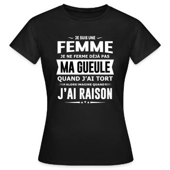 Femme je ferme pas ma gueule cadeau humour femme - T-shirt Femme - noir - Devant - AI Model Female 172 dark (172cm)