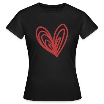 Gezeichnetes Herz, Romantischer Liebesbeweis - Frauen T-Shirt - Schwarz - Vorne - AI Model Female 172 dark (172cm)