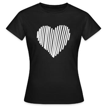 Gezeichnetes Herz, Romantischer Liebesbeweis - Frauen T-Shirt - Schwarz - Vorne - AI Model Female 172 dark (172cm)