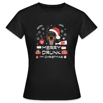 Doberman ivre - T-shirt Femme - noir - Devant - AI Model Female 172 dark (172cm)