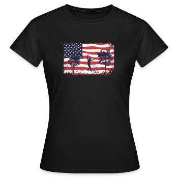 Slackline du drapeau américain - T-shirt Femme - noir - Devant - AI Model Female 172 dark (172cm)