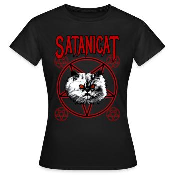 SATANICAT - T-shirt Femme - noir - Devant - AI Model Female 172 dark (172cm)