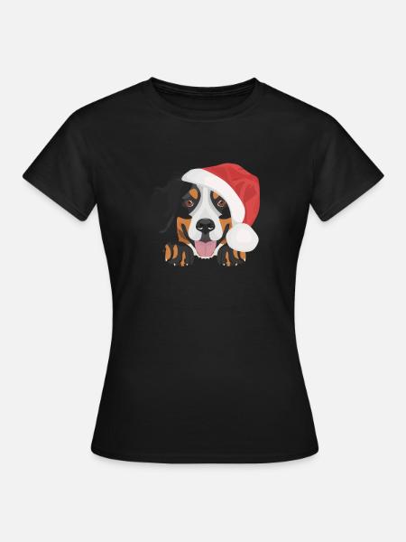 Berner Sennenhund Frohe Weihnachten - Dame-T-shirt - sort