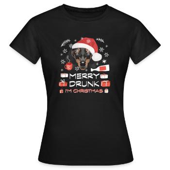 Marché de Noël du teckel - T-shirt Femme - noir - Devant - AI Model Female 172 dark (172cm)