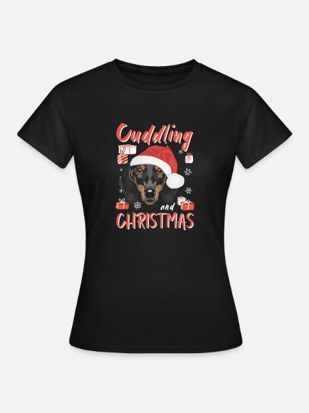 Dackel Frohe Weihnachten - Dame-T-shirt - sort