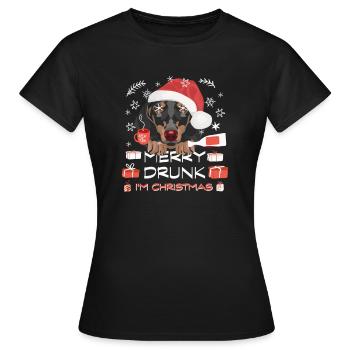 Marché de Noël du teckel - T-shirt Femme - noir - Devant - AI Model Female 172 dark (172cm)