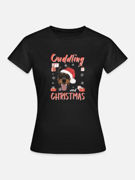 Dobermann Frohe Weihnachten - Frauen T-Shirt - Schwarz