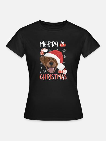 Labrador Frohe Weihnachten - Dame-T-shirt - sort