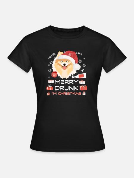 Zwergspitz Weihnachtsmarkt - Frauen T-Shirt - Schwarz