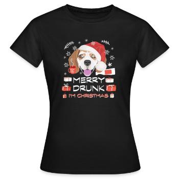 Marché de Noël de Beagle - T-shirt Femme - noir - Devant - AI Model Female 172 dark (172cm)