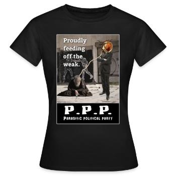 P.P.P. Parti politique parasitaire - T-shirt Femme - noir - Devant - AI Model Female 172 dark (172cm)