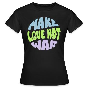 MAKE LOVE NOT WAR - Frauen T-Shirt - Schwarz - Vorne - AI Model Female 172 dark (172cm)