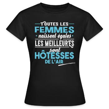 Hôtesse de l'air. Cadeau avion, vol, vacances - T-shirt Femme - noir - Devant - AI Model Female 172 dark (172cm)