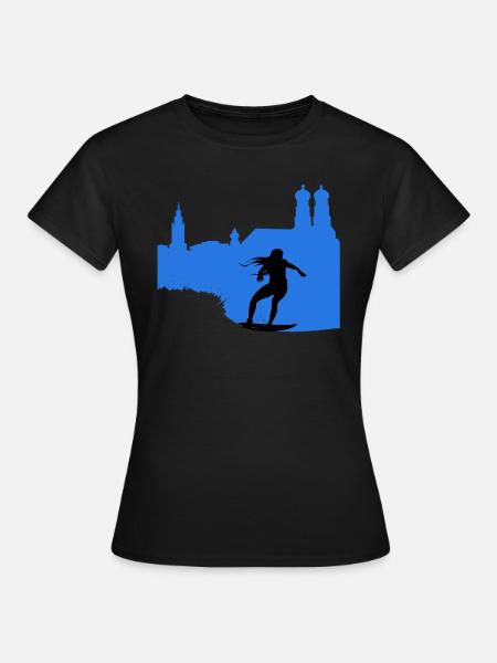 Bavarian Monkey City Surf München - Frauen T-Shirt - Schwarz