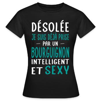 Désolée déjà prise par un Bourguignon sexy - T-shirt Femme - noir - Devant - AI Model Female 172 dark (172cm)