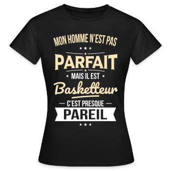 Mon homme n'est pas parfait mais il est basketteur - T-shirt Femme - noir - Devant - AI Model Female 172 dark (172cm)