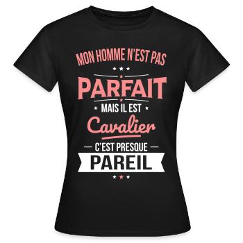 Mon homme n'est pas parfait mais il est cavalier - T-shirt Femme - noir - Devant - AI Model Female 172 dark (172cm)