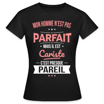 Mon homme n'est pas parfait mais il est cariste - T-shirt Femme - noir - Devant - AI Model Female 172 dark (172cm)
