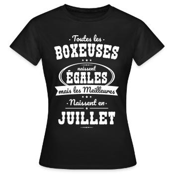 Boxeuses égales meilleures naissent en Juillet - T-shirt Femme - noir - Devant - AI Model Female 172 dark (172cm)