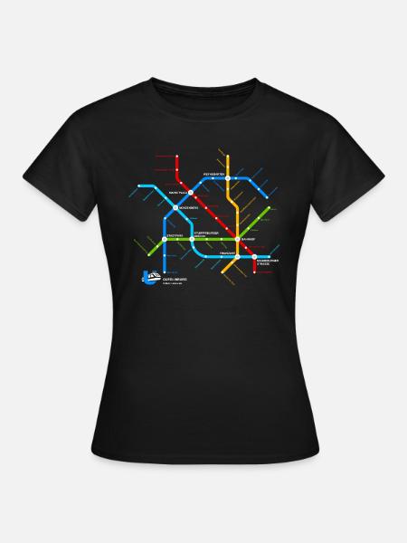 Quedlinburg (U-Bahn-Liniennetz-Edition) - Frauen T-Shirt - Schwarz