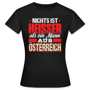 ÖSTERREICH - heiss - Frauen T-Shirt - Schwarz - Vorne - AI Model Female 172 dark (172cm)