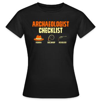Archäologie Checkliste Jagen Abenteuer - Frauen T-Shirt - Schwarz - Vorne - AI Model Female 172 dark (172cm)