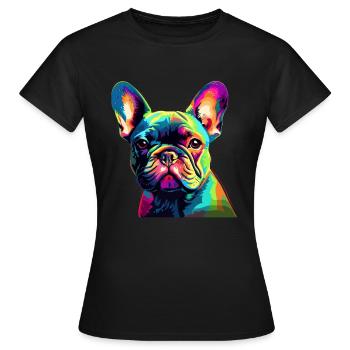 Französische Bulldogge Bunt - Frauen T-Shirt - Schwarz - Vorne - AI Model Female 172 dark (172cm)