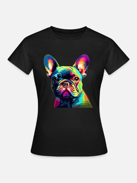 Französische Bulldogge Bunt - Frauen T-Shirt - Schwarz