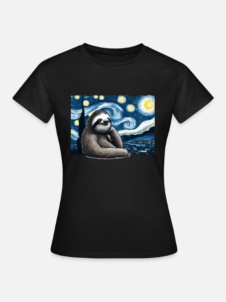Faultier Sternennacht - Frauen T-Shirt - Schwarz