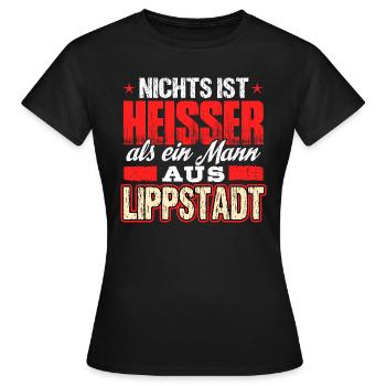 LIPPSTADT - heiss - Frauen T-Shirt - Schwarz - Vorne - AI Model Female 172 dark (172cm)