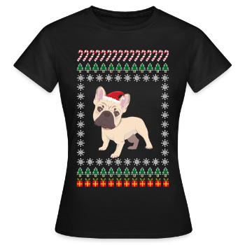Chien de Noël laid Frenchie bouledogue français - T-shirt Femme - noir - Devant - AI Model Female 172 dark (172cm)