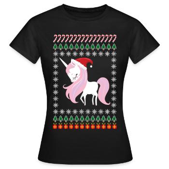 Licorne de Noël moche - T-shirt Femme - noir - Devant - AI Model Female 172 dark (172cm)
