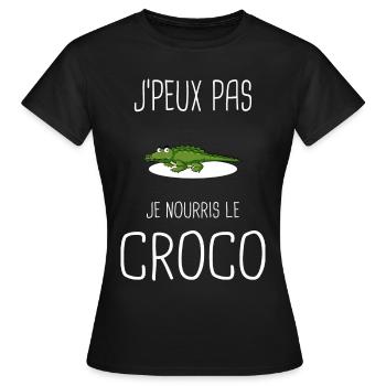 Croco - crocodile -caïman -alligator - T-shirt Femme - noir - Devant - AI Model Female 172 dark (172cm)