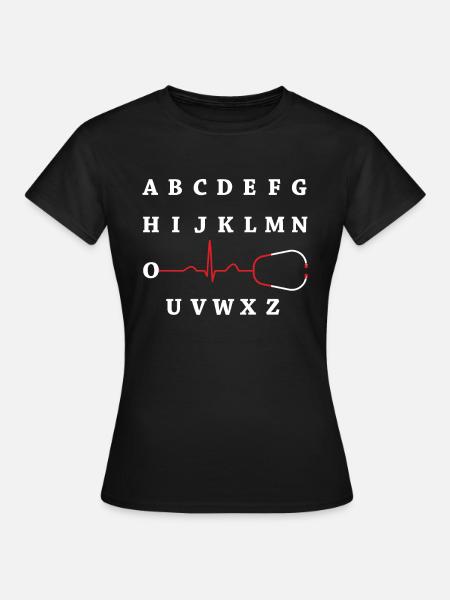PQRST Heartbeats Nurse EKG Wave Line Alphabet Gift - Women's T-Shirt - black