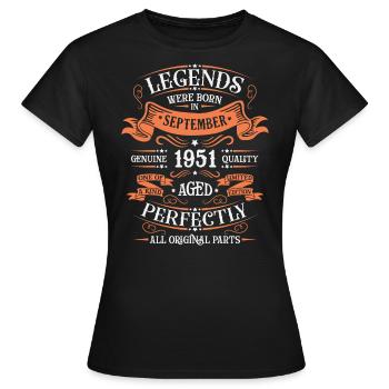 September 1951 Years of Excellence Gift - Women's T-Shirt - black - Front - AI Model Female 172 dark (172cm)