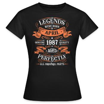 Years of excellence April 1987 Gift - Women's T-Shirt - black - Front - AI Model Female 172 dark (172cm)