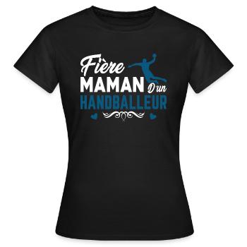 fière maman d'un handballeur - T-shirt Femme - noir - Devant - AI Model Female 172 dark (172cm)