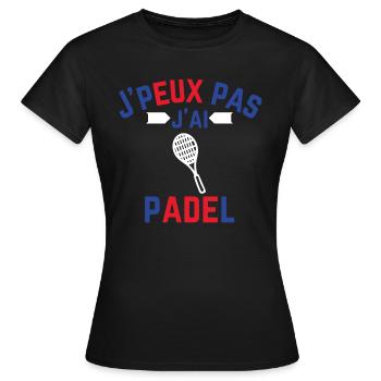 Ich kann nicht, ich habe Padel, blau, weiß, rot - Frauen T-Shirt - Schwarz - Vorne - AI Model Female 172 dark (172cm)