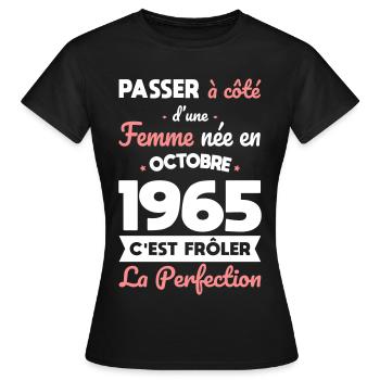 60th birthday - Born in October 1965 - Women's T-Shirt - black - Front - AI Model Female 172 dark (172cm)